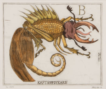 Nils Gunnar Eek, "Käfthoppsdykare", grafik